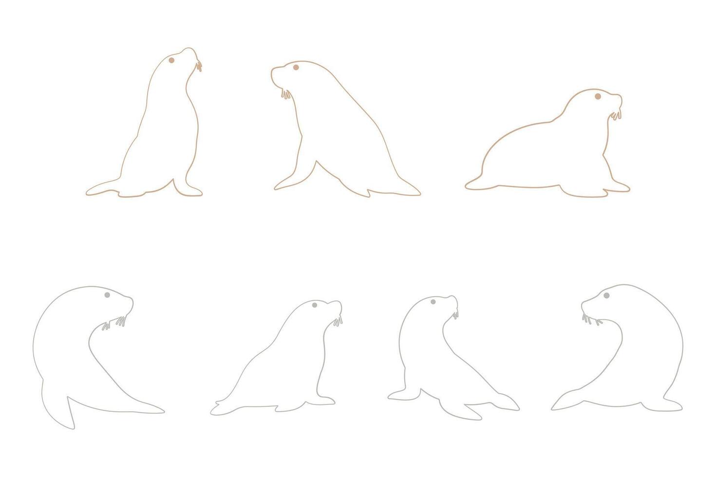 Sea Lion Outline Icon Set. Animal Illustration Design vector
