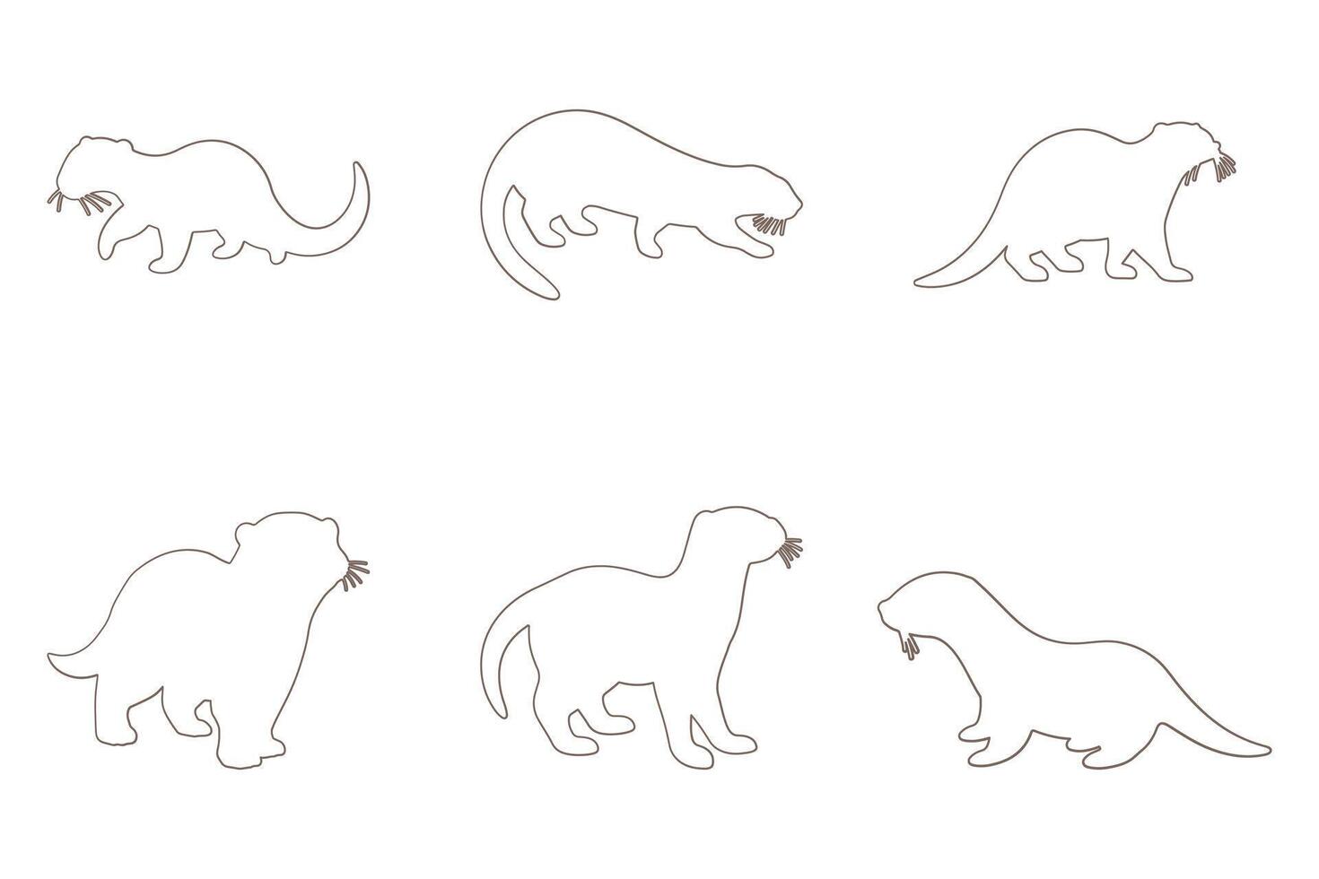 Otter Outline Icon Set. Animal Illustration Design vector