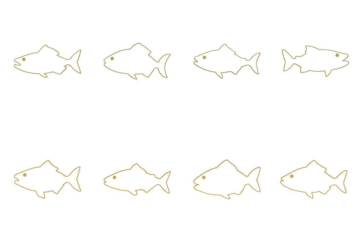 Piranha Fish Outline Icon Set. Animal Illustration Design vector