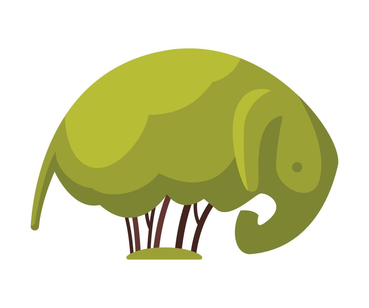 Topiary Bush in the Shape of Elephant, Urban Infrastructure Design Element, Flat Style Illustration on White Background vector