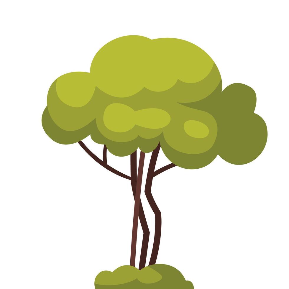 Green Tree, Summer Landscape Element Flat Style Illustration on White Background vector