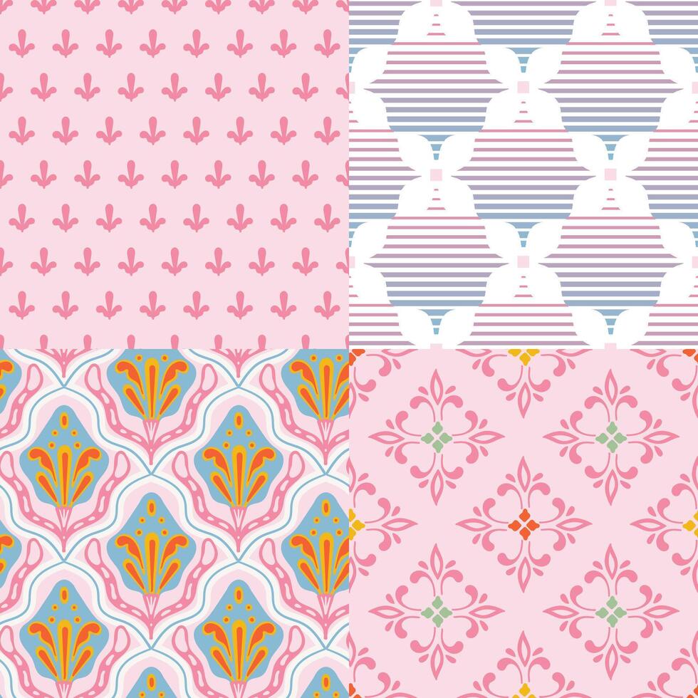 Art Deco seamless pattern set. abstract shape azulejo Majolica motif texture collection vector