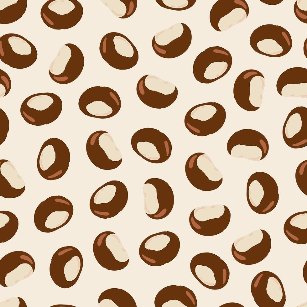 Autumn seamless pattern chocolate brown horse chestnut fruits. Fall Texture for fabric, packaging vector