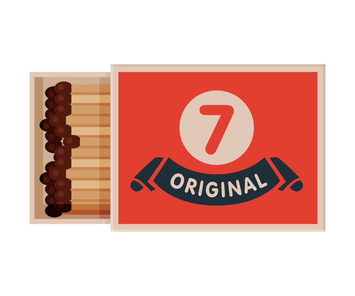 Red Opened Matchbox with Matches, Sulphur Head Match set for Bonfire, Gas Stove, Smoking Illustration vector