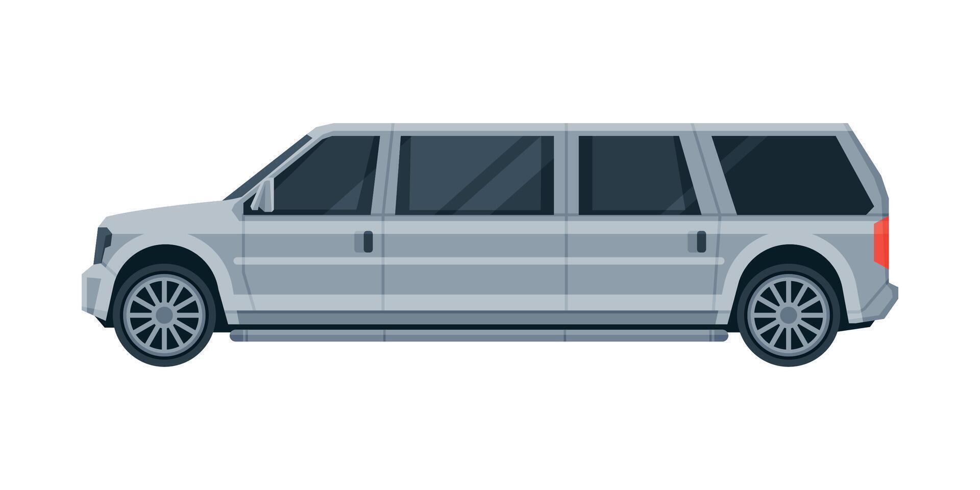 Limousine Car, Premium Luxurious Limo Vehicle, Side View Flat Illustration vector