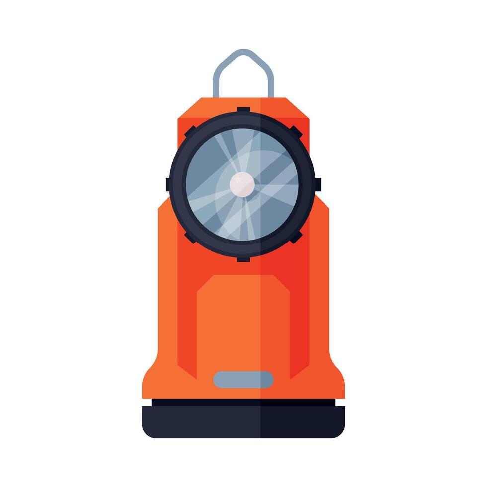 Red Flashlight Firefighting Equipment Flat Style Illustration on White Background vector