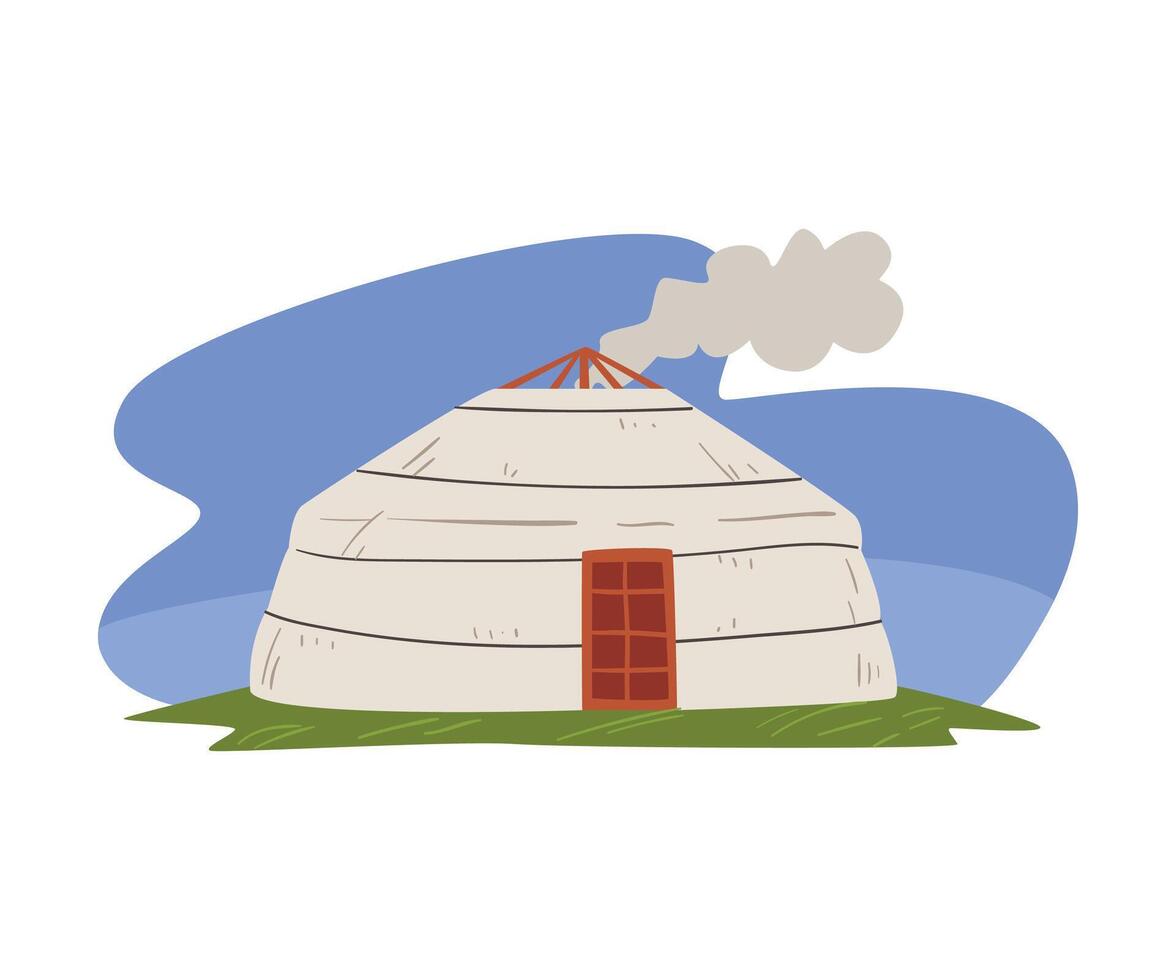 Mongolian Yurt, Nomadic Dwelling of Asian People Illustration vector