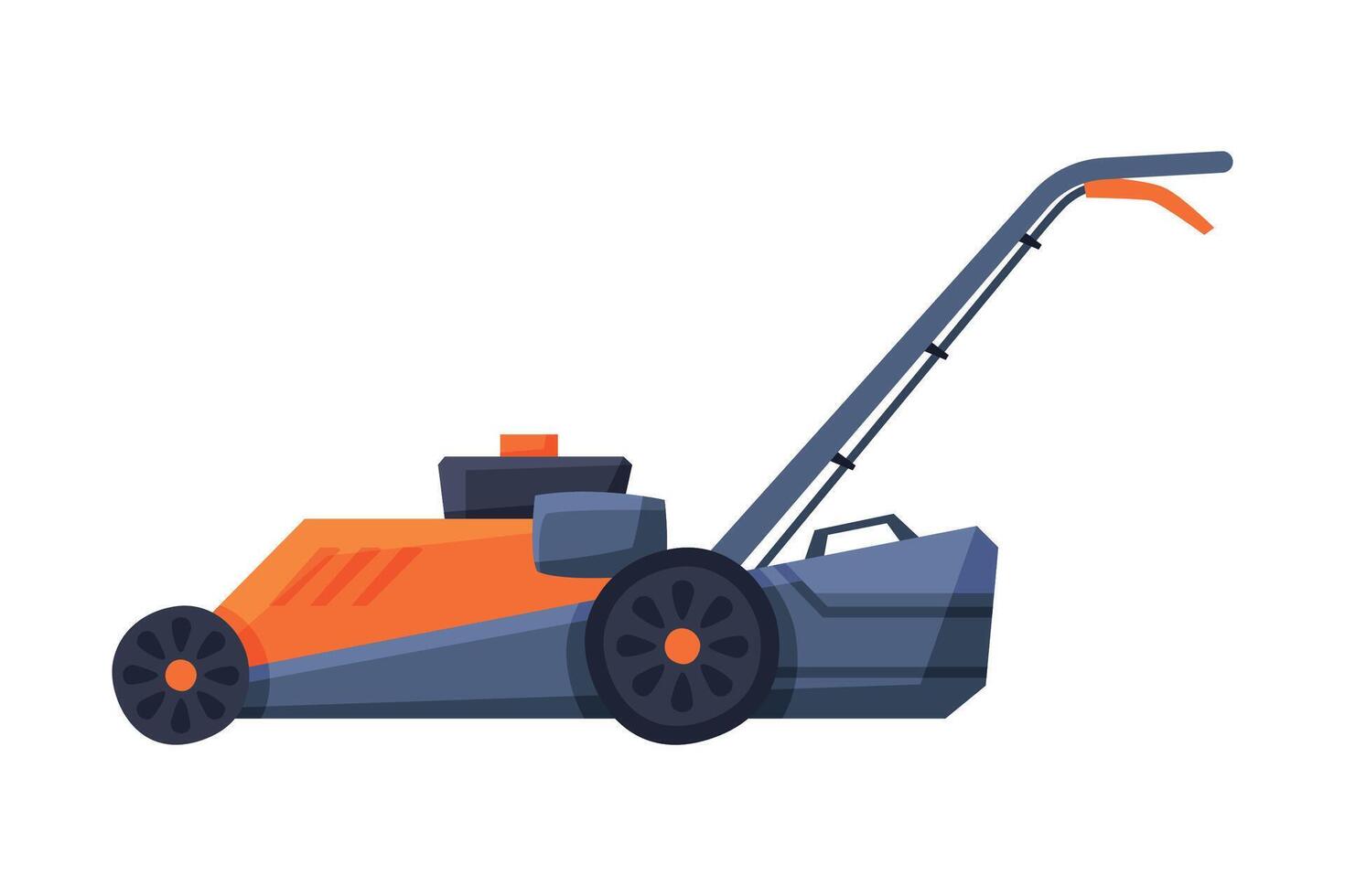 Lawn Mower Garden Machine Flat Style Illustration on White Background vector