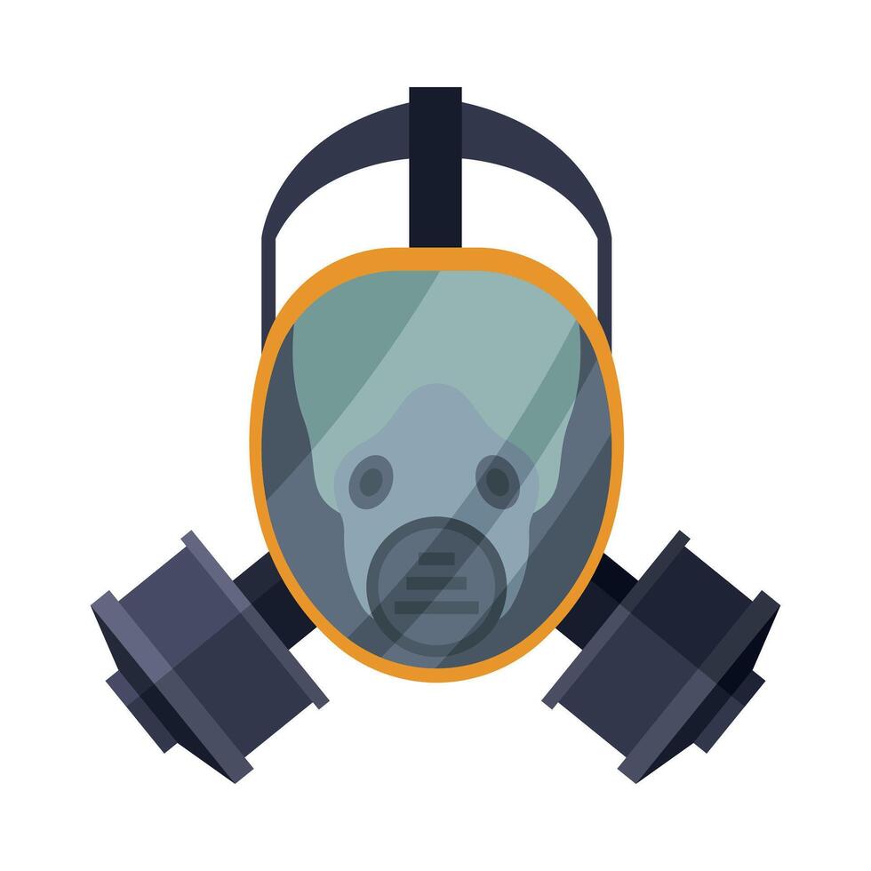 Firefighter Oxygen Mask, Fire Fighting Equipment Flat Style Illustration on White Background vector