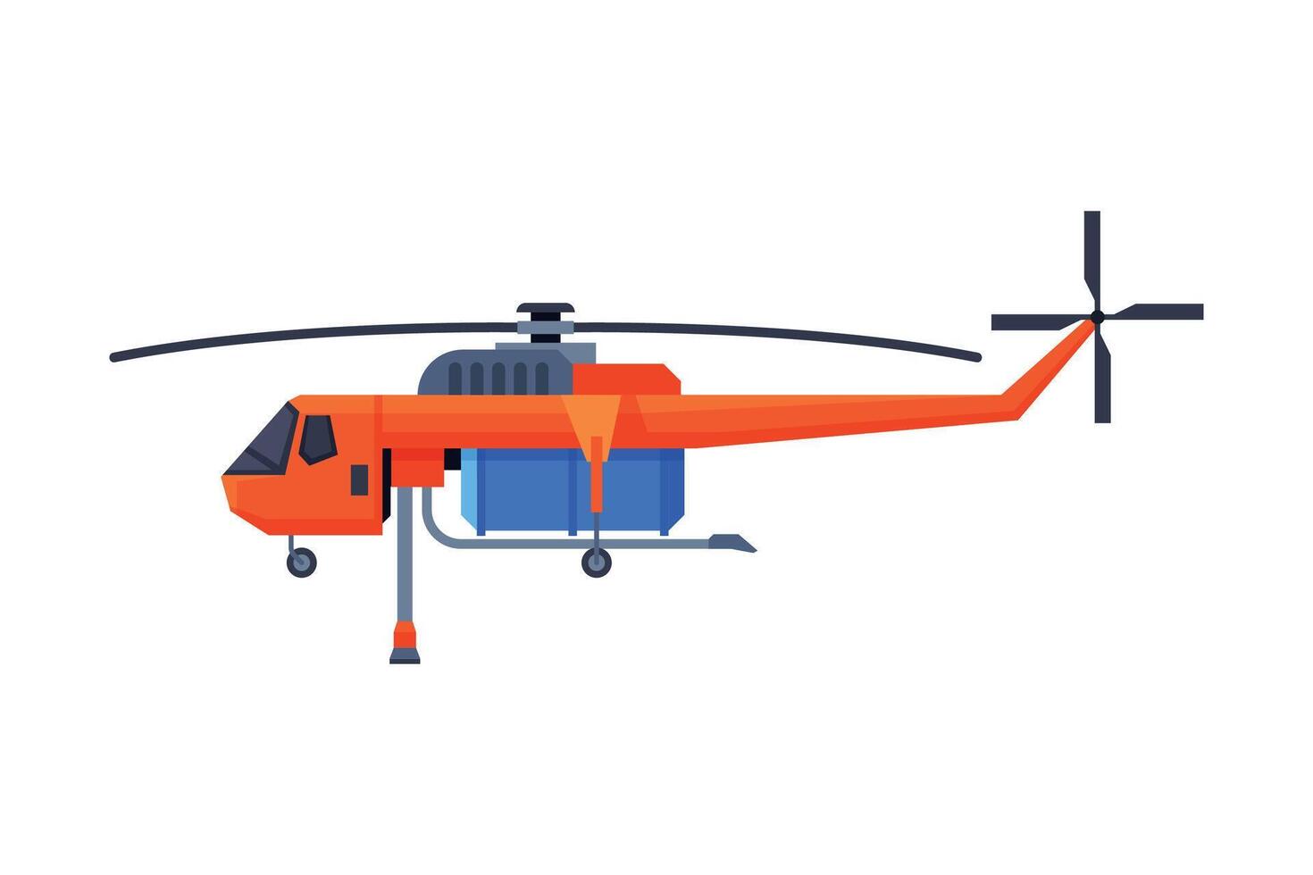 Firefighting Helicopter, Emergency Service Vehicle Flat Style Illustration Isolated on White Background vector