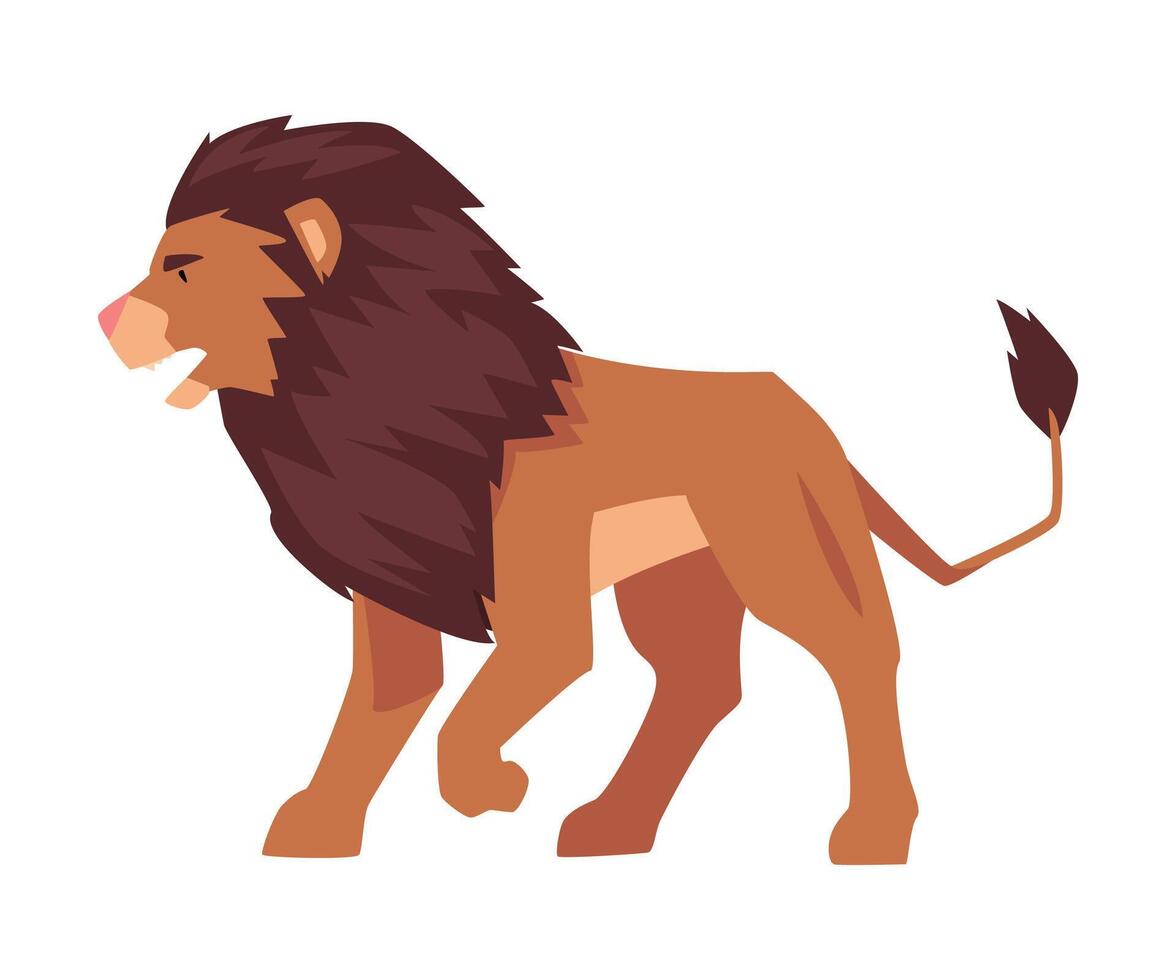 Proud Powerful Lion, Safari Mammal Jungle Animal Illustration vector