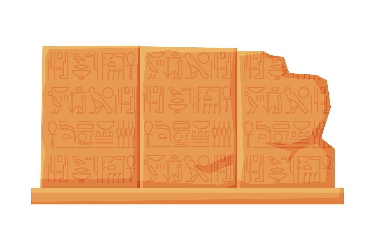 Stone Board with Egyptian Hieroglyphics, Clay Tablet Flat Style Illustration on White Background vector