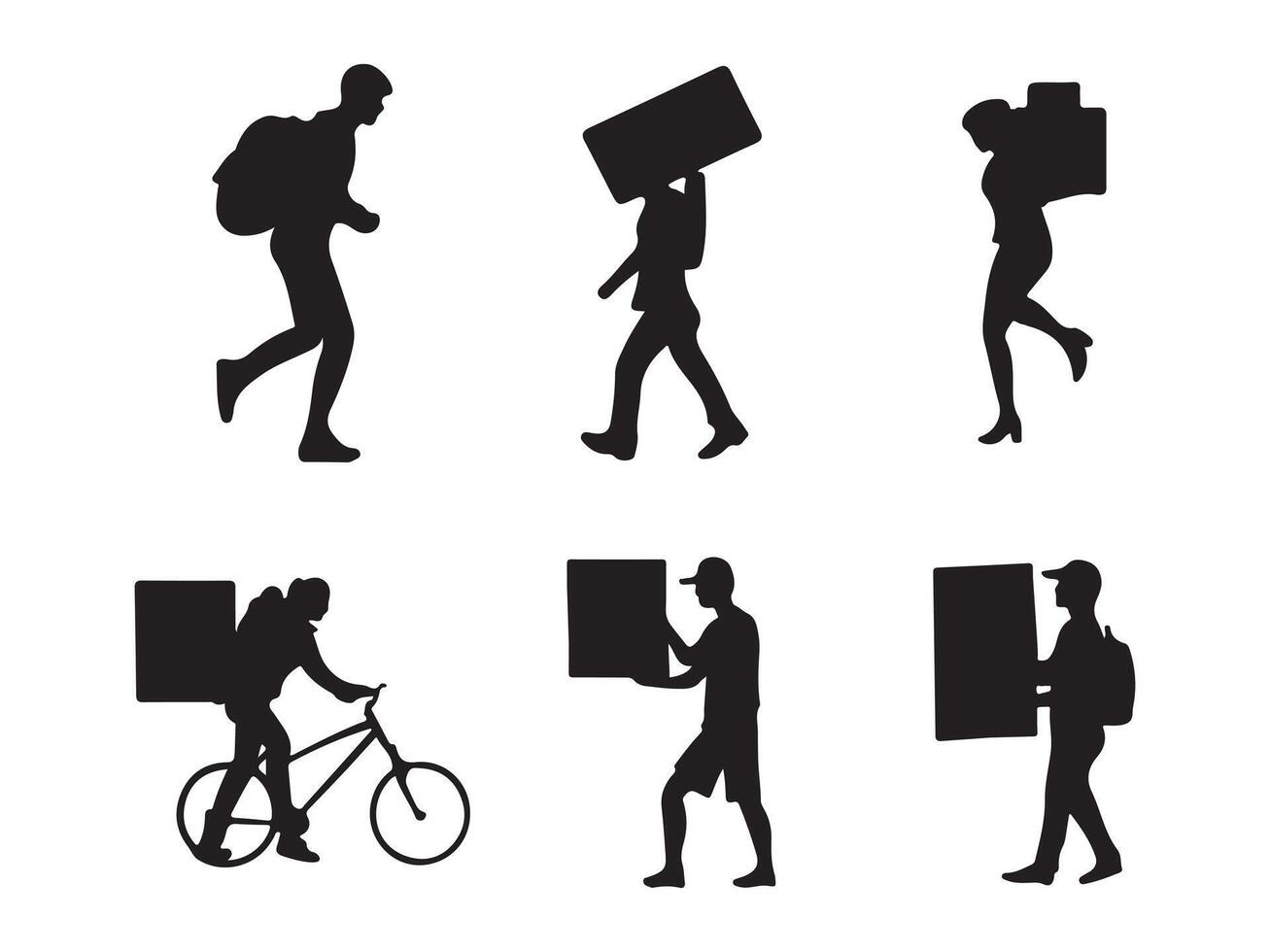 Diverse Silhouette Illustrations of People Carrying Packages and Objects vector