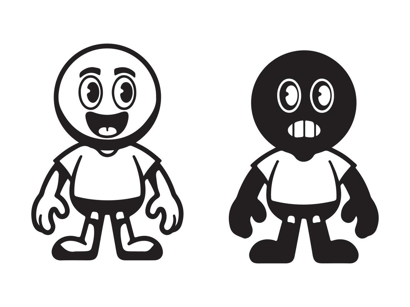 Contrasting cartoon characters in black and white, perfect for kids' products. vector