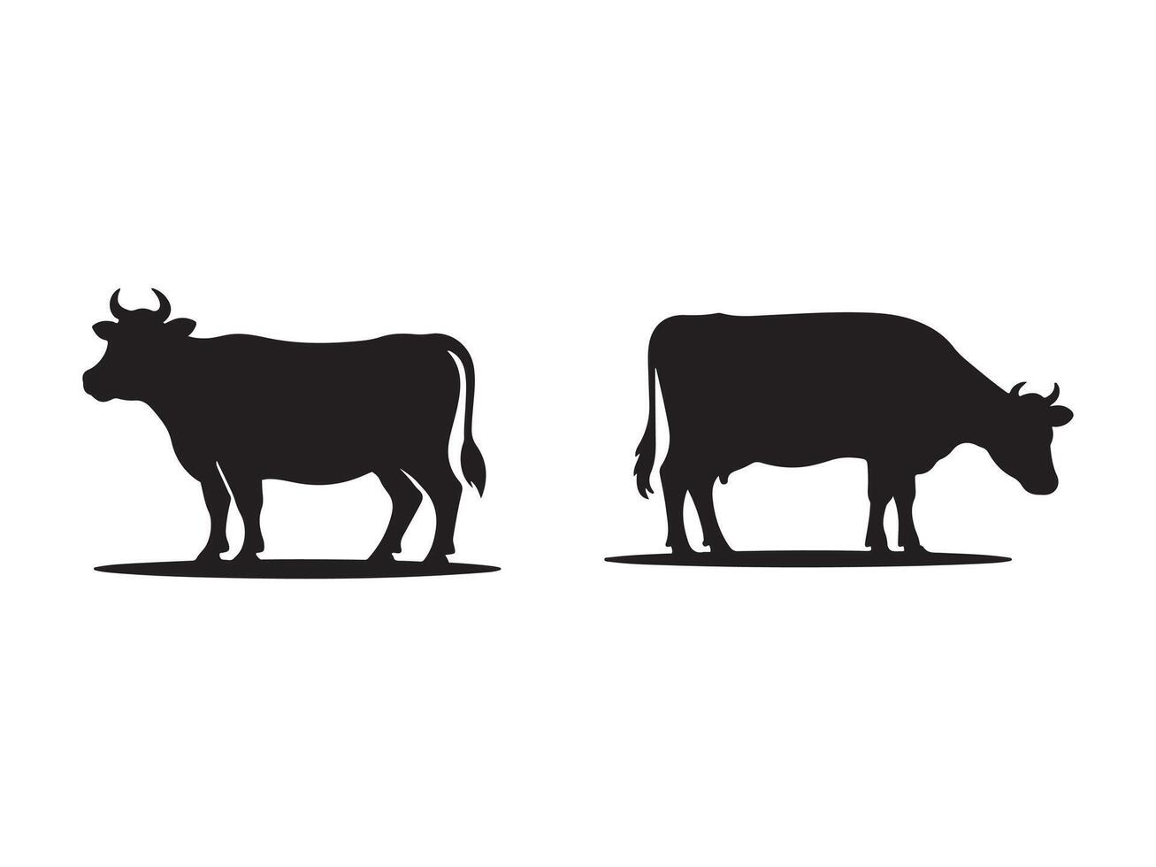 Simple black silhouette of two cows vector