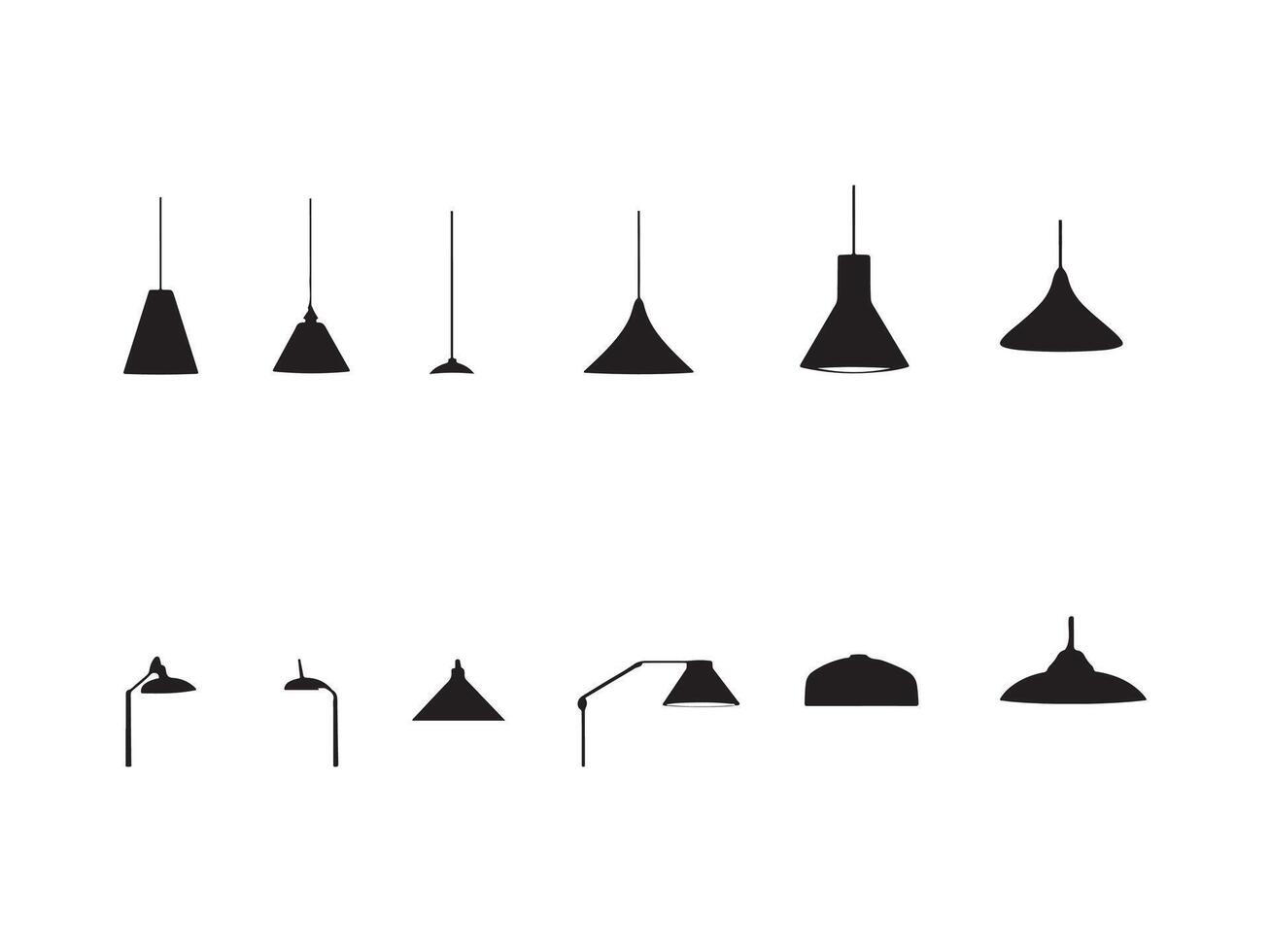 Collection of Modern Pendant Light Silhouettes vector
