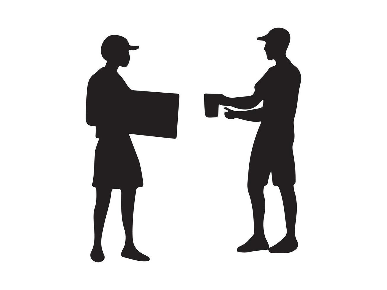 Delivery Person Exchanging Package for a Small Item vector