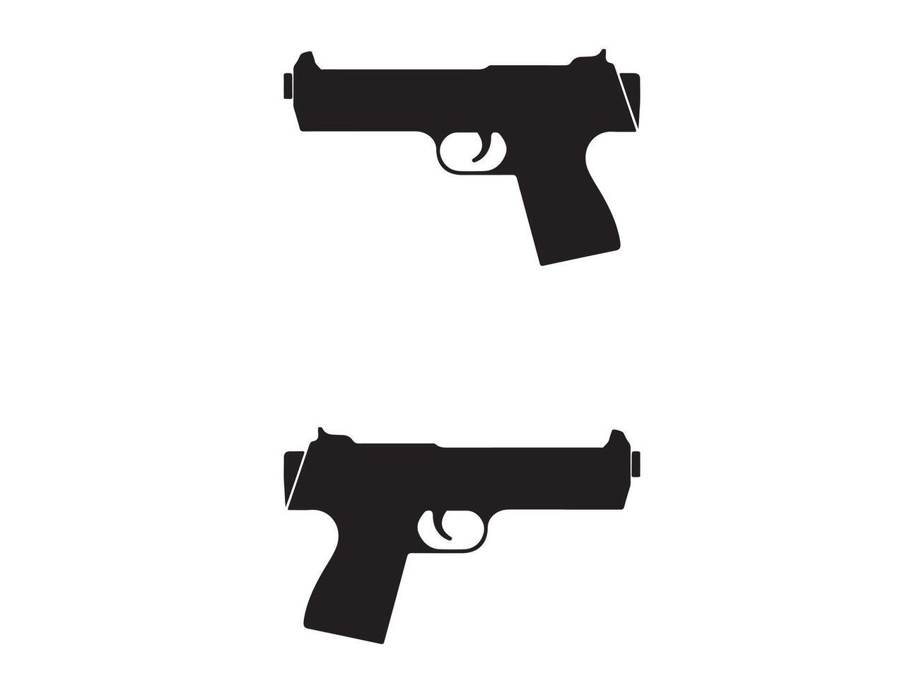 Silhouette of two handguns against a white background. vector