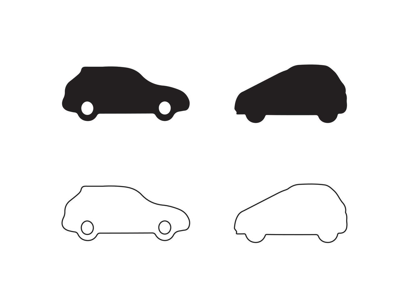 Four Simple Car Icons in Black and White vector