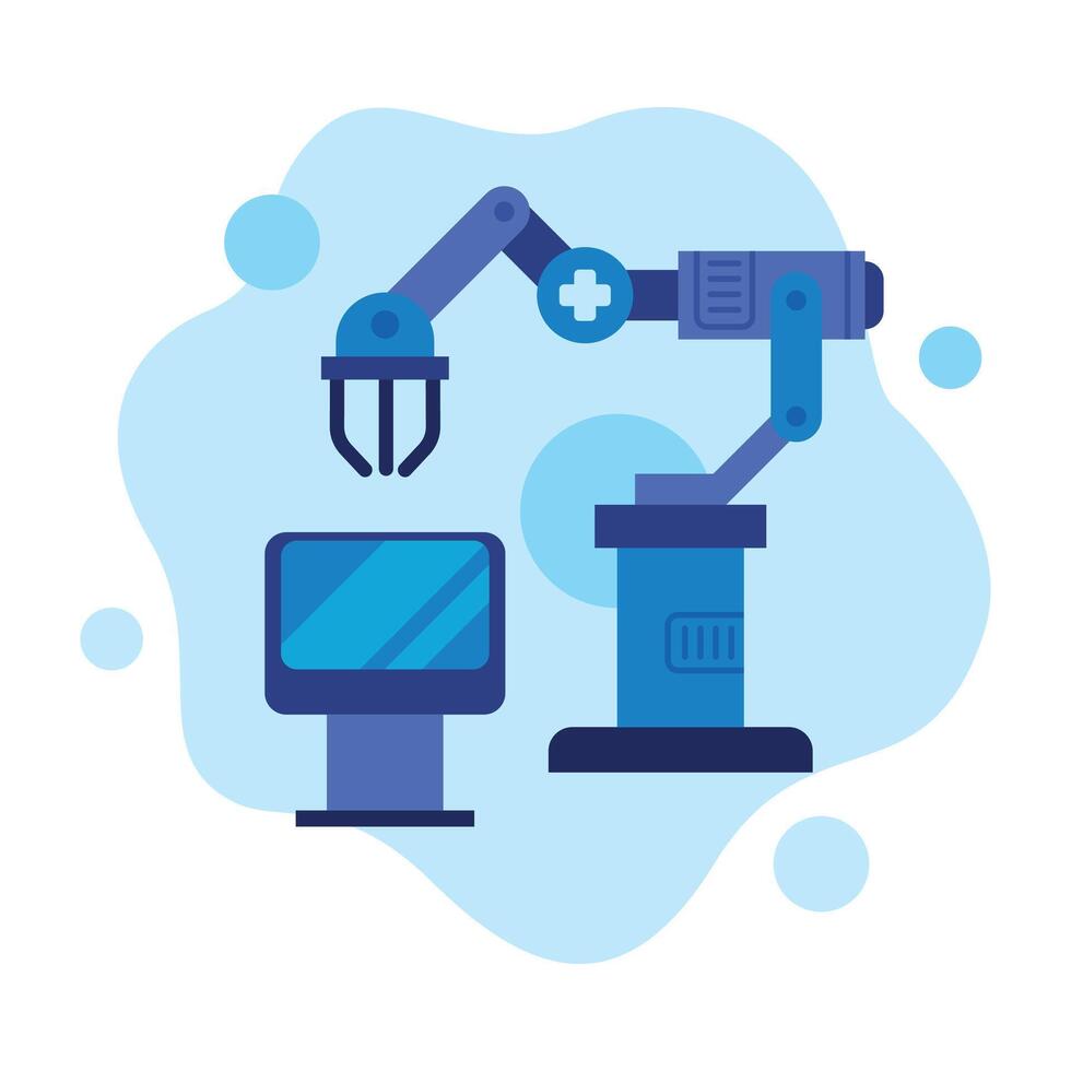 Robotic Arm, Modern Healthcare Technology Flat Style Illustration on White Background vector