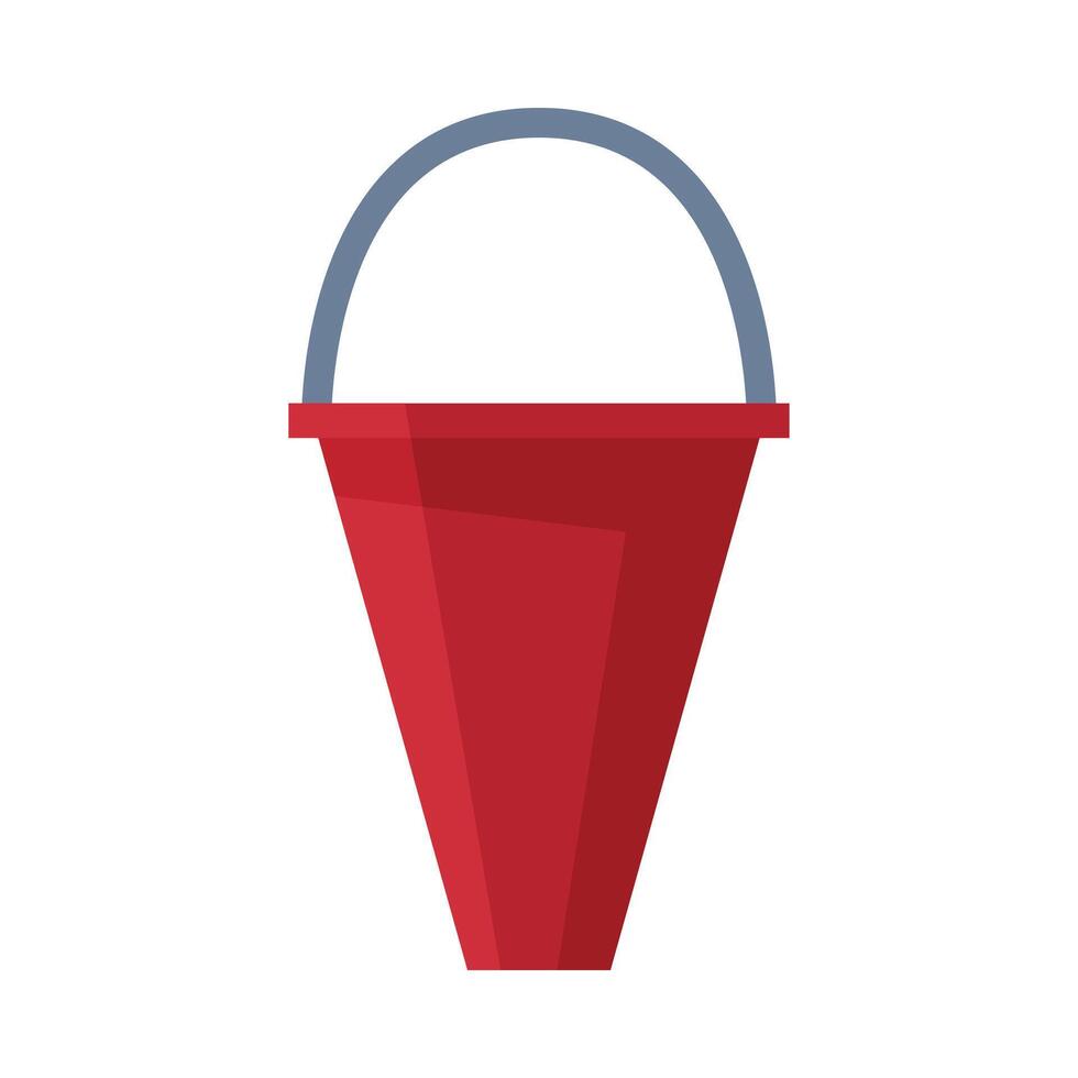 Red Bucket Firefighting Equipment Flat Style Illustration on White Background vector