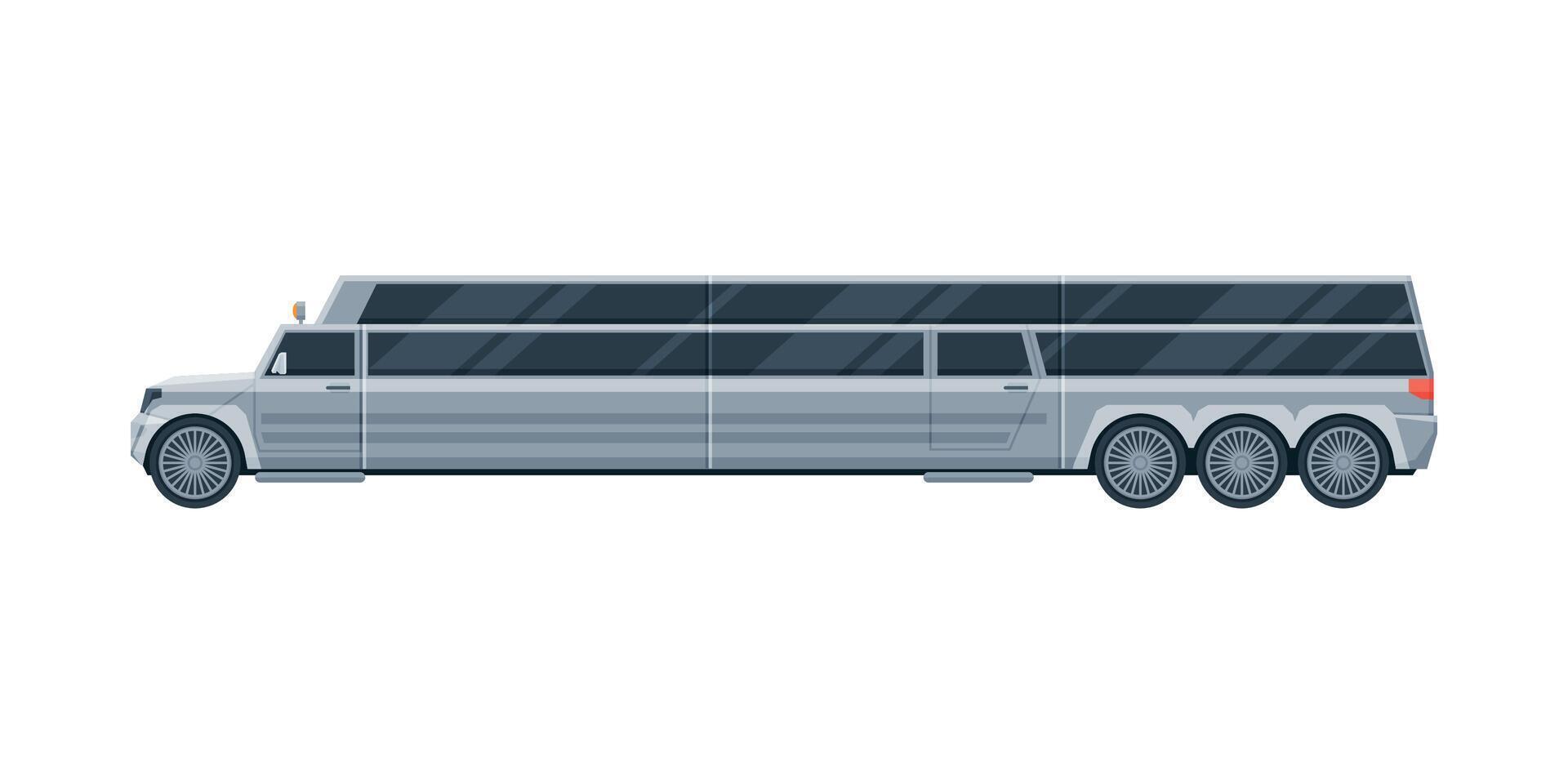 Limousine Car, Premium Luxurious Vehicle, Side View Flat Illustration vector