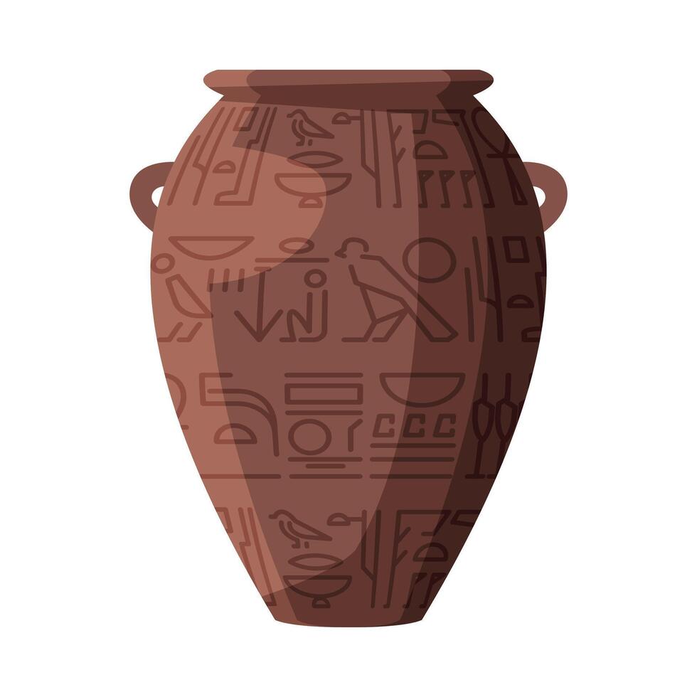 Egyptian Clay Vase Symbol of Egypt Flat Style Illustration on White Background vector