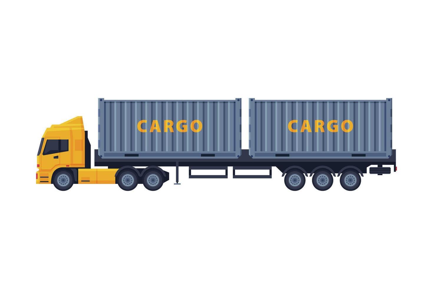 Trailer Truck, Shipping Cargo Vehicle Flat Style, Side View Illustration Isolated on White Background vector