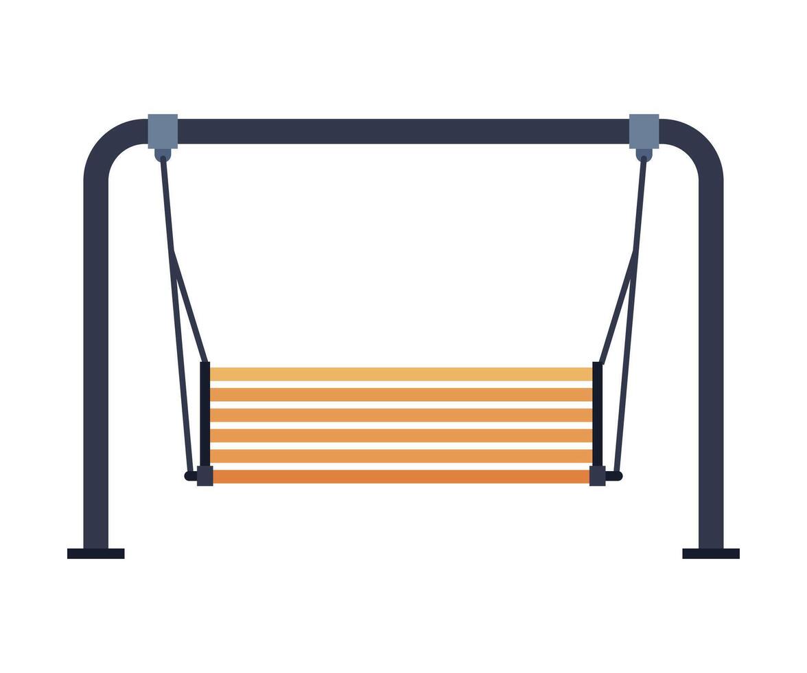 Wooden Swing Bench, Urban Infrastructure Design Element, Flat Style Illustration on White Background vector