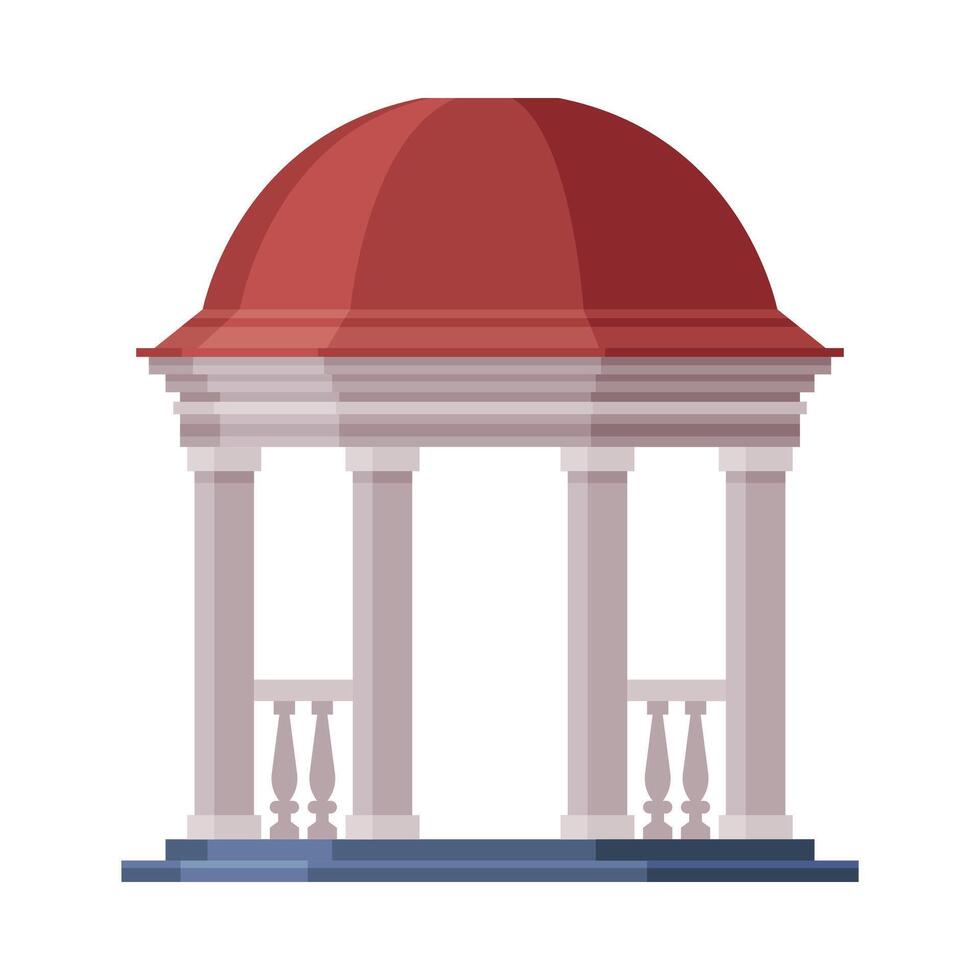 Vintage Garden or Park Gazebo, Urban Infrastructure Design Element, Flat Style Illustration on White Background vector