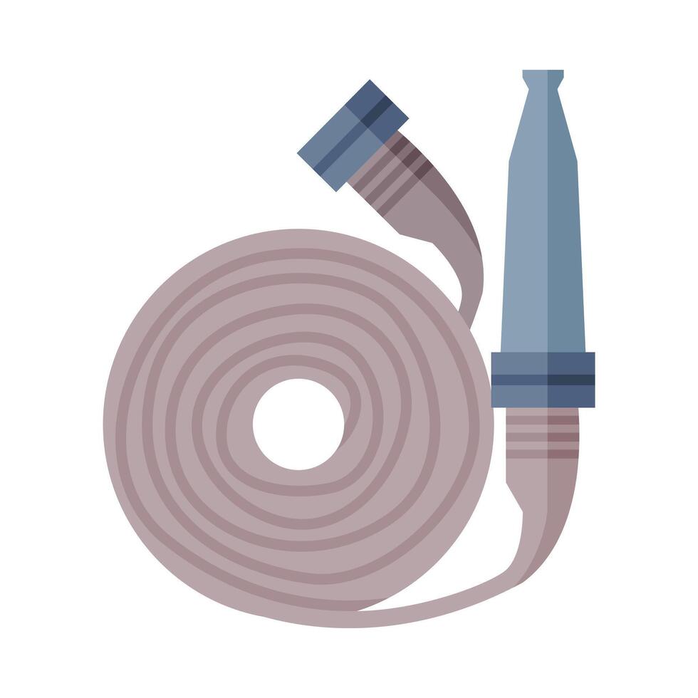 Fire Hose Reel, Firefighting Equipment Flat Style Illustration on White Background vector
