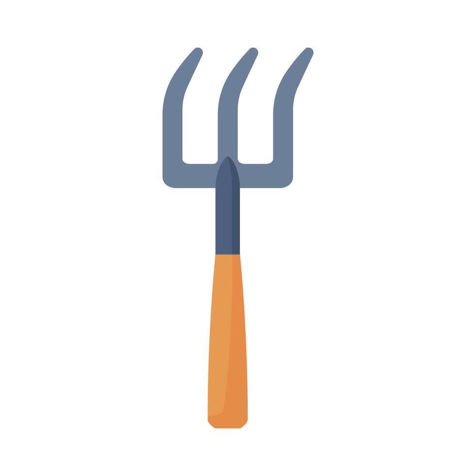 Small Fork, Agriculture Work Equipment, Garden Tool Flat Style Illustration on White Background vector
