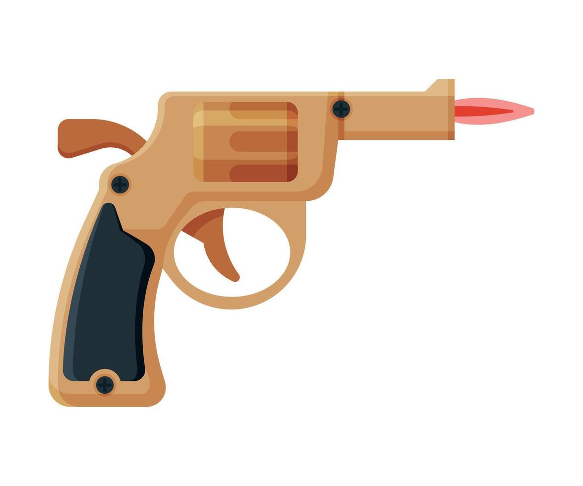 Retro Gun Pistol Shape Cigarette Lighter with Fire, Flammable Smoking Equipment Illustration vector