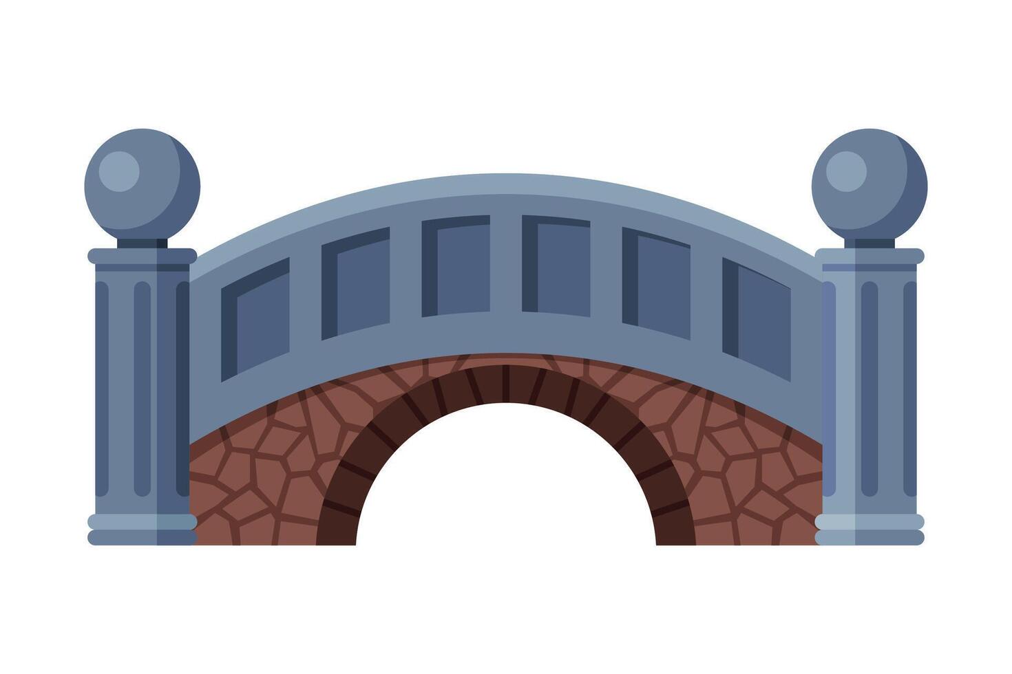 Stone Bridge, Urban Infrastructure Design Element, Flat Style Illustration on White Background vector