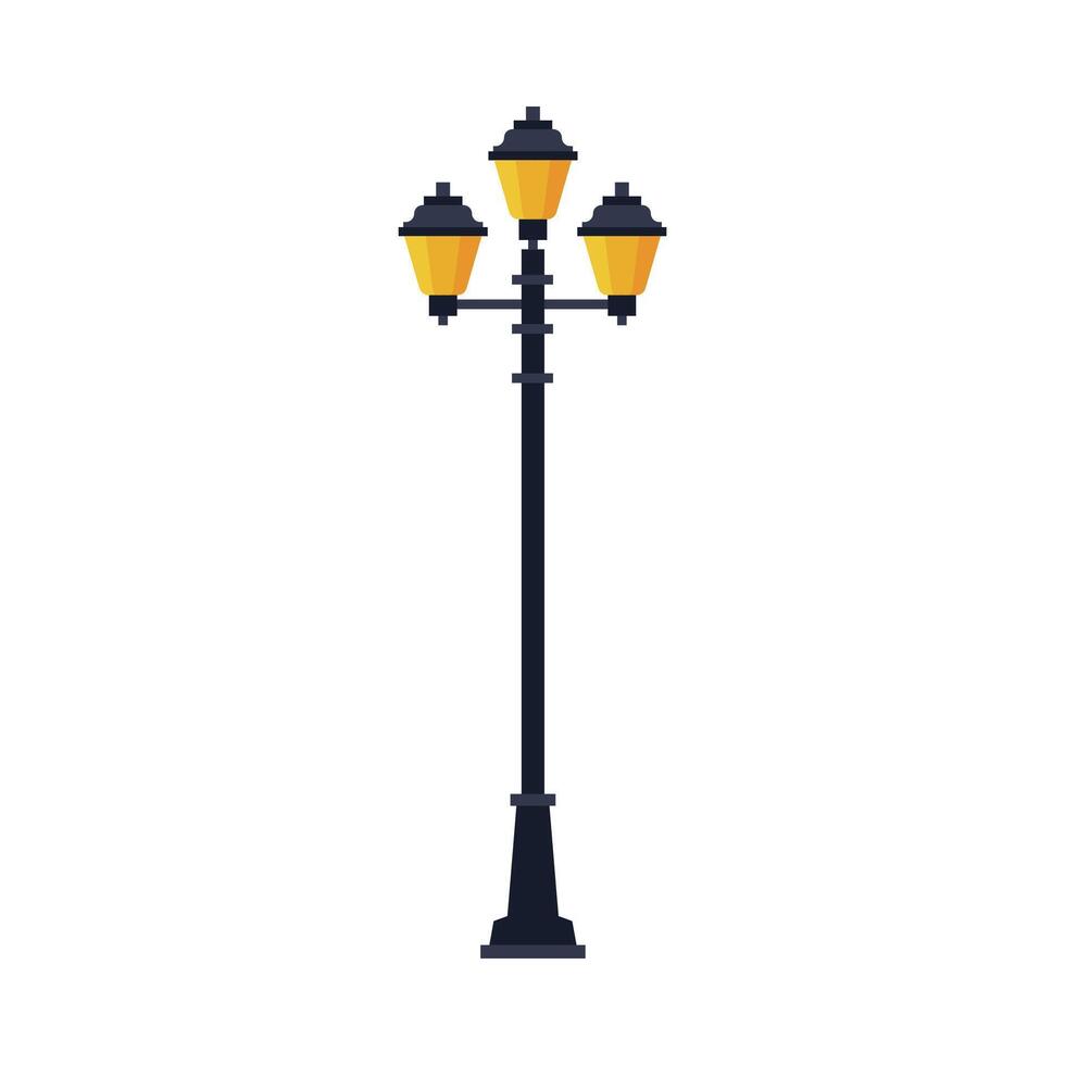 Retro Streetlights, Lamppost, Urban Infrastructure Design Element Flat Style Illustration on White Background vector