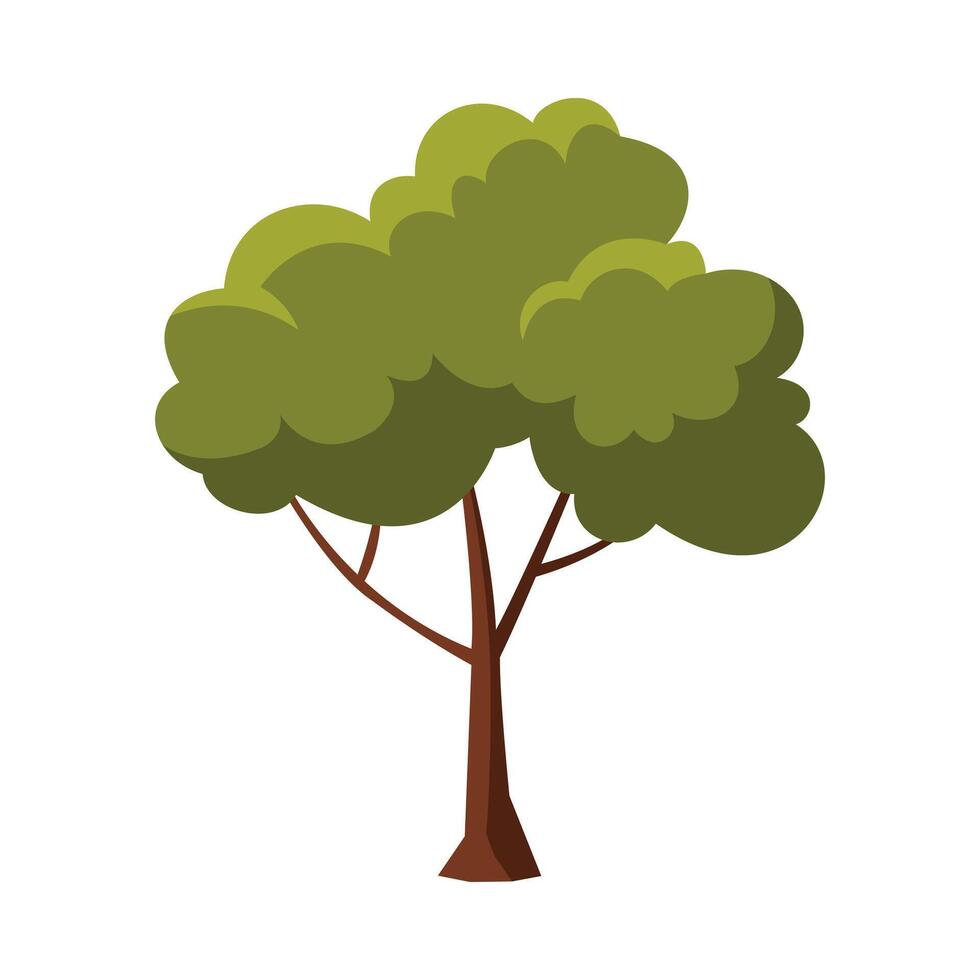 Green Tree, Summer Landscape Design Flat Style Illustration on White Background vector