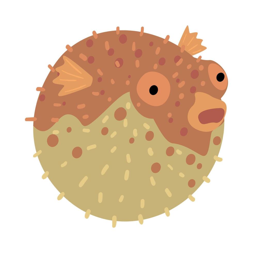 Puffer Fish, Marine Life Element, Sea or Ocean Creature Illustration vector