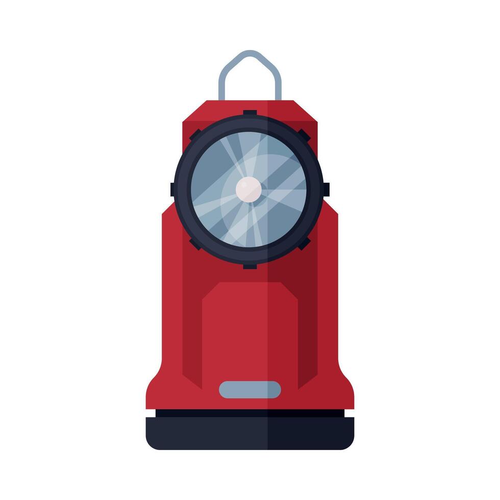 Flashlight, Firefighter Equipment Flat Style Illustration on White Background vector