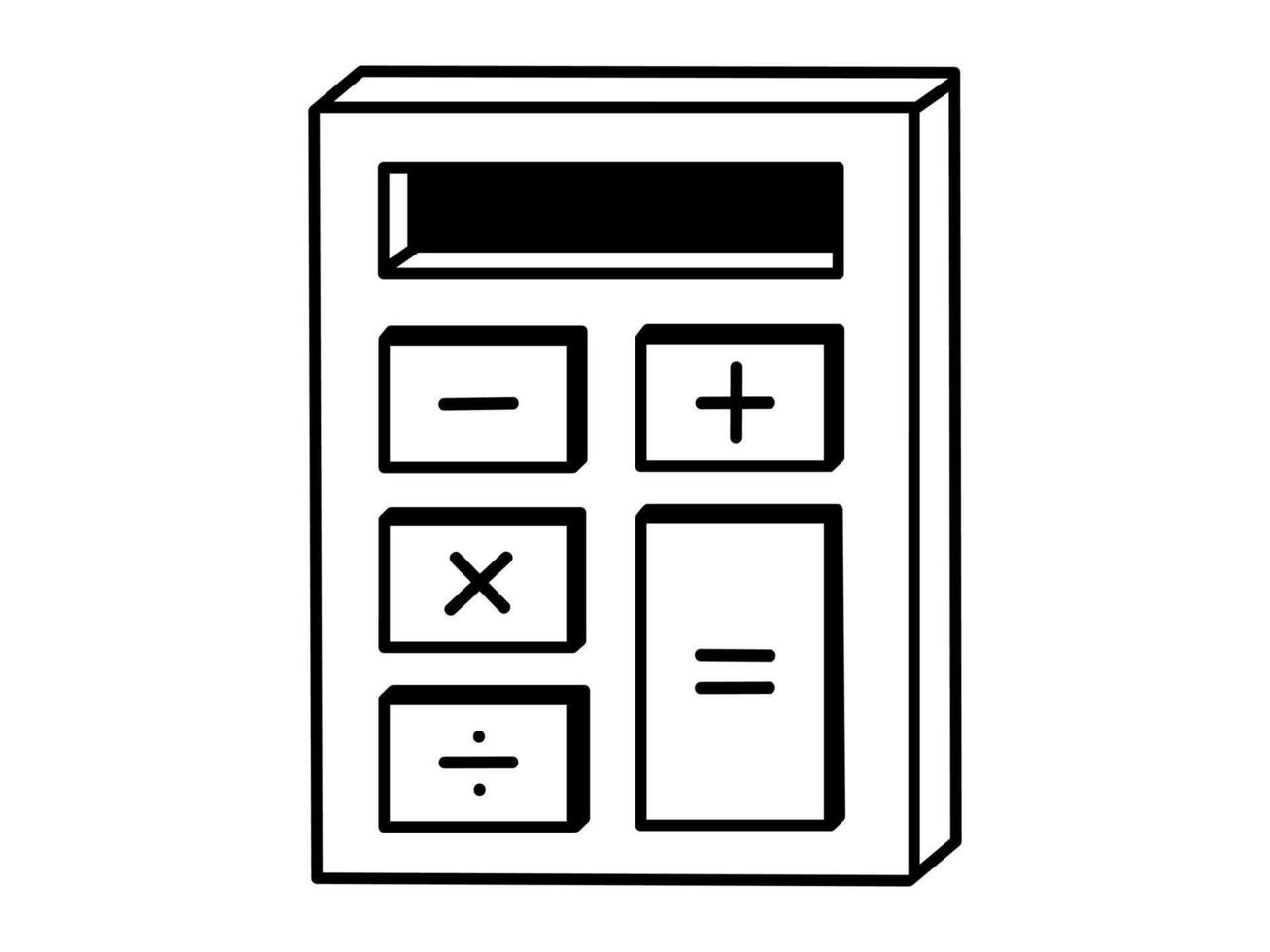 Hand drawn cute outline illustration of calculator. Flat computing device line art doodle. Education or study sticker, icon. Finance income. Budget accounting. Back to school. Isolated. vector