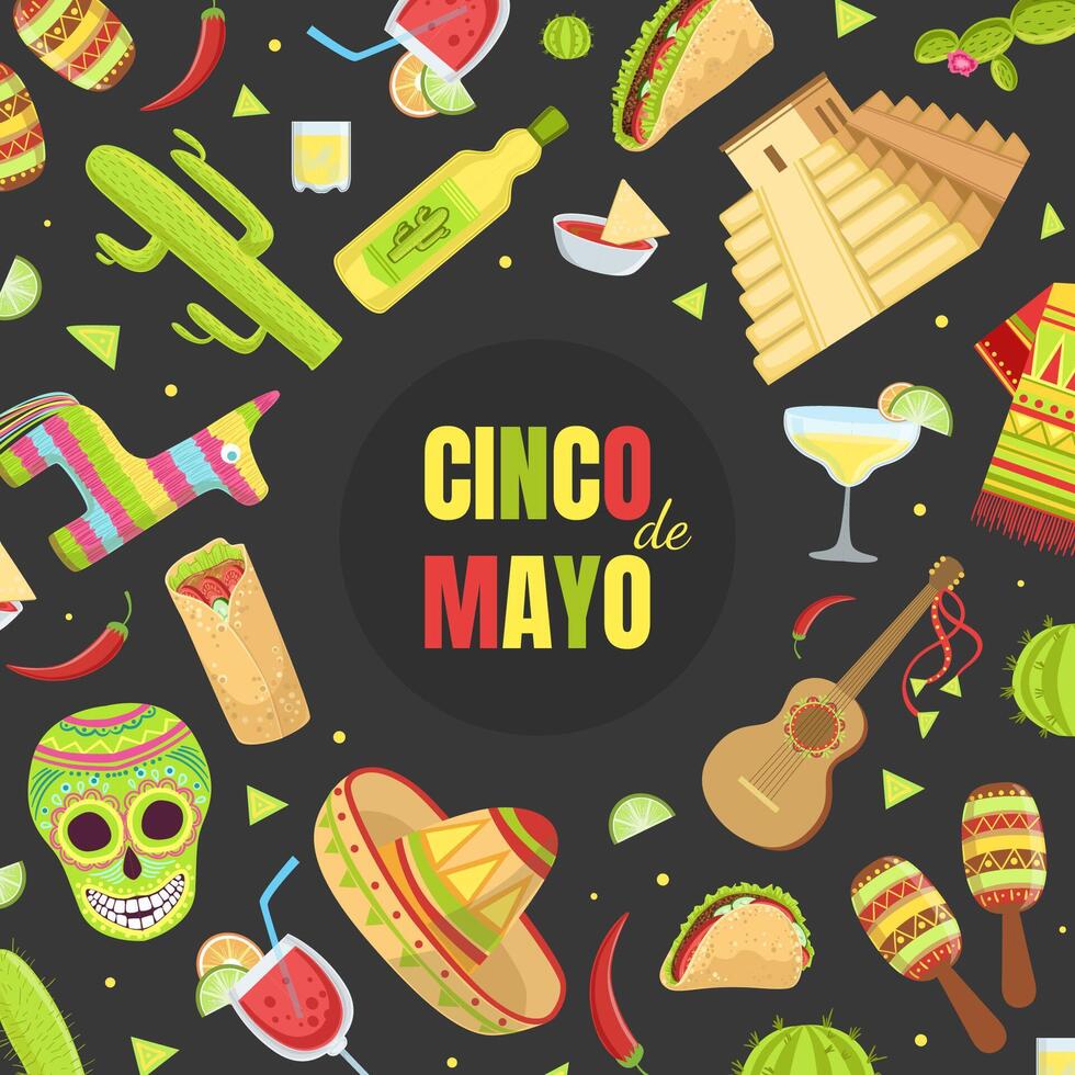 Cinco de Mayo Banner Template, Mexican Holiday Party Flyer, Poster, Invitation Illustration vector