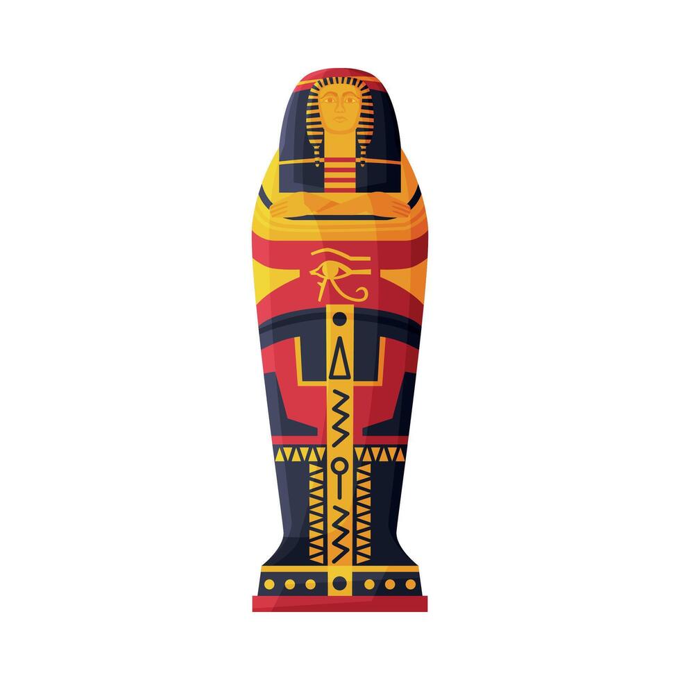 Sarcophagus of Egyptian Pharaoh Flat Style Illustration on White Background vector