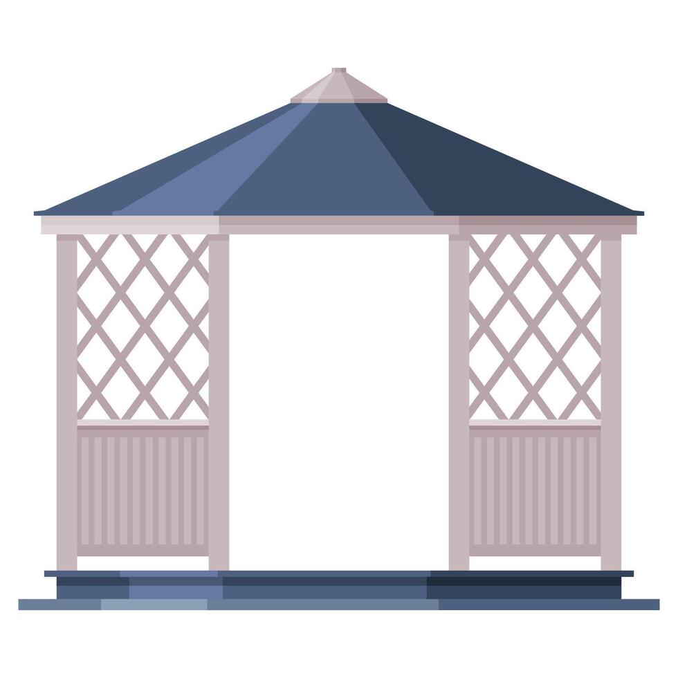 Garden or Park Gazebo, Urban Infrastructure Design Element, Flat Style Illustration on White Background vector