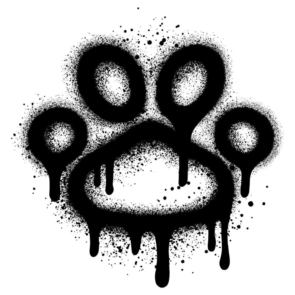 paw print graffiti with black spray paint. vector