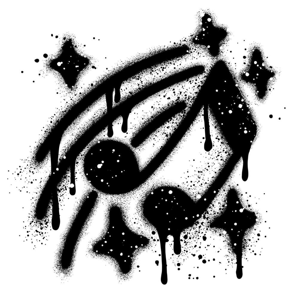 Spray Painted Graffiti Tone icon Sprayed isolated with a white background. graffiti Note music icon with over spray in black over white. vector
