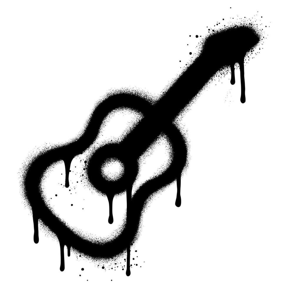 Spray graffiti guitar symbol isolated on White background. vector