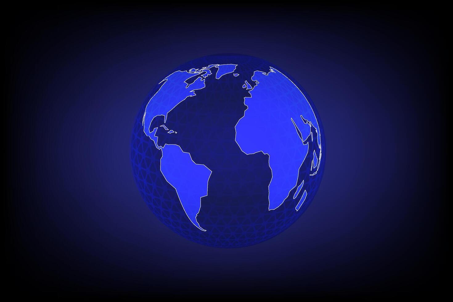 Globe World Map point wireframe on a dark blue background vector