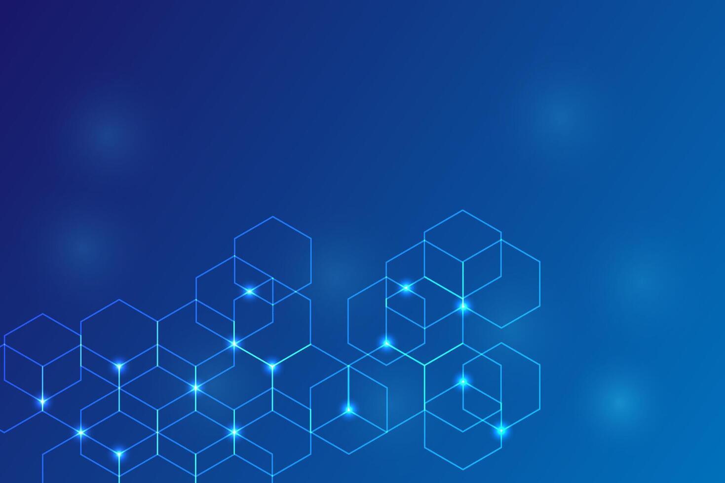 Geommetric polygon shape on blue gradient background, Digital technology cyber futuristic concept vector
