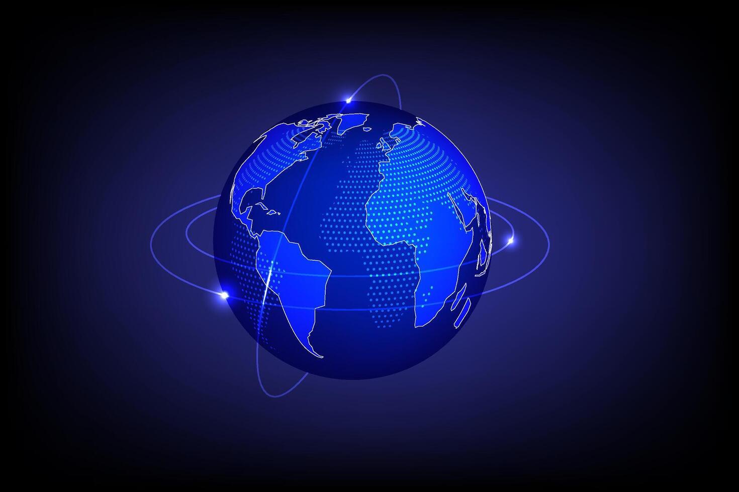 Planet Earth network Global system and communication satellites, Connection data concept, vector
