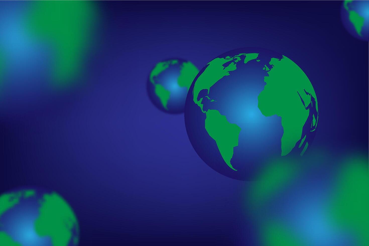 Multiverse 3D Globe flying technology background, The world is placed in multiples using a blurred vector
