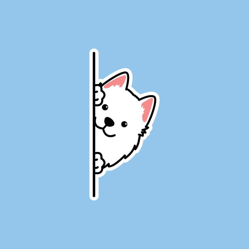 Cute samoyed dog peeking cartoon vector
